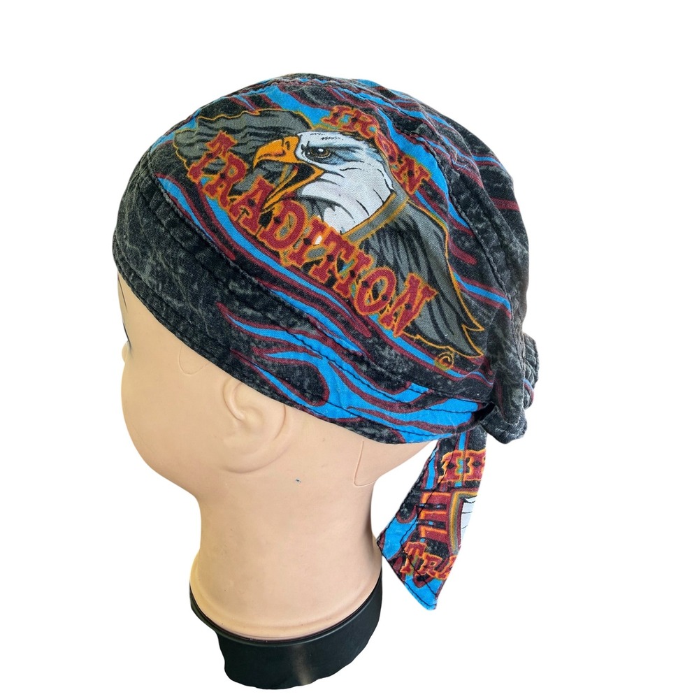 Danbanna Wild Wear Iron Tradition Eagle Biker Headwrap Skull Cap Acid Wash